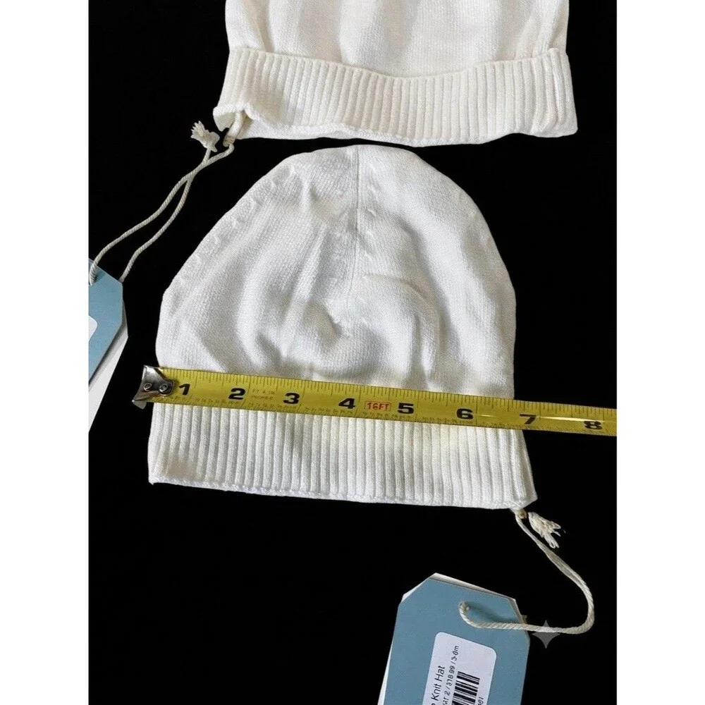 2 NWT Viverano Organic Cotton Baby Knit Hat Cap White 3-6 Months Sustainable